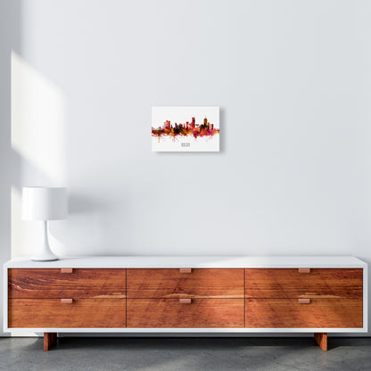 Boston Massachusetts Skyline Red City Name  by Michael Tompsett A4 Canvas