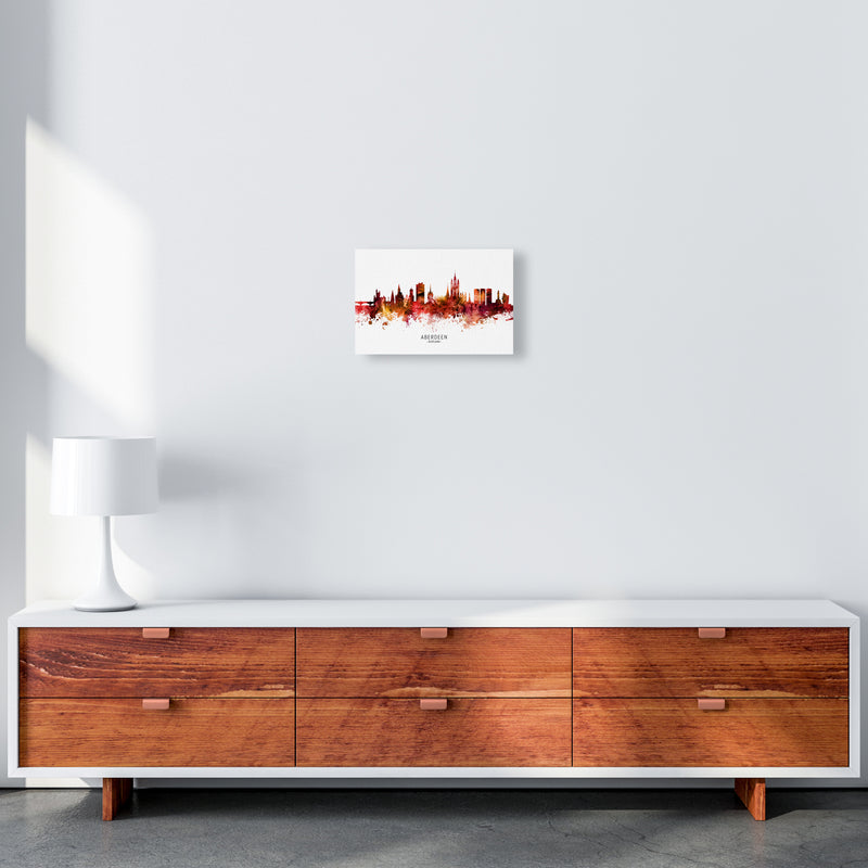 Aberdeen Scotland Skyline Red City Name  by Michael Tompsett A4 Canvas