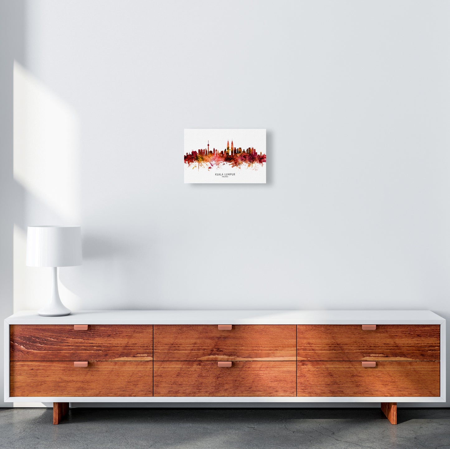 Kuala Lumpur Malaysia Skyline Red City Name  by Michael Tompsett A4 Canvas