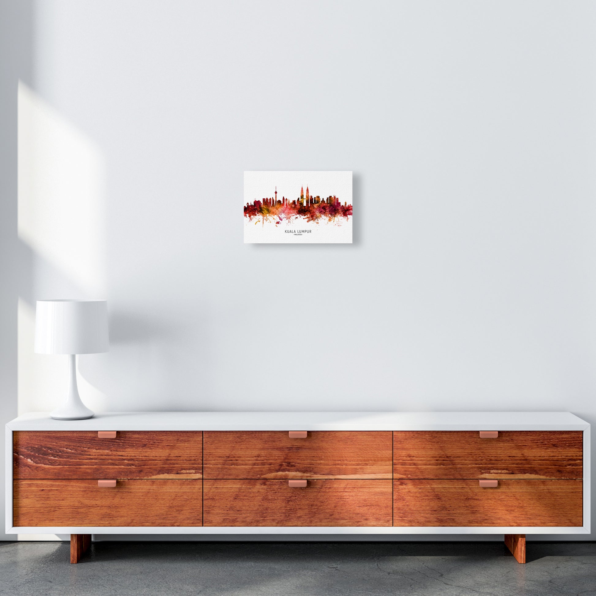 Kuala Lumpur Malaysia Skyline Red City Name  by Michael Tompsett A4 Canvas