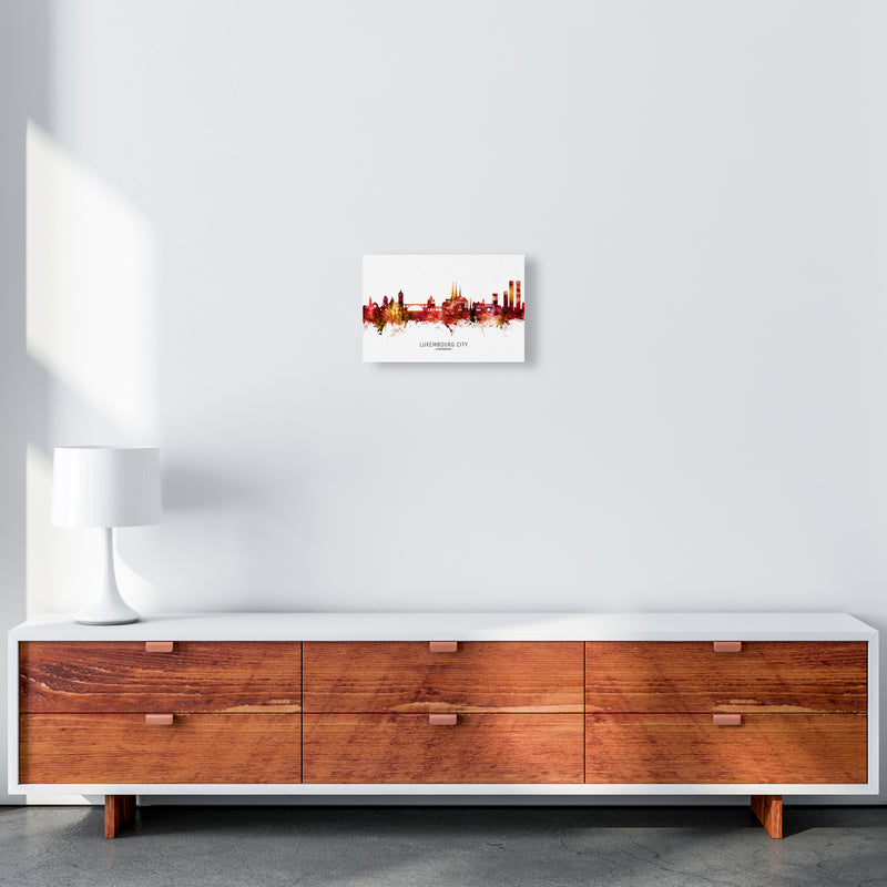 Luxembourg City Luxembourg Skyline Red City Name  by Michael Tompsett A4 Canvas