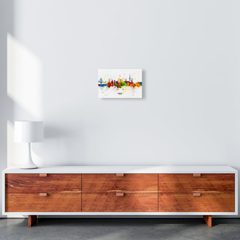 Hamburg Germany Skyline Splash Art Print by Michael Tompsett A4 Canvas
