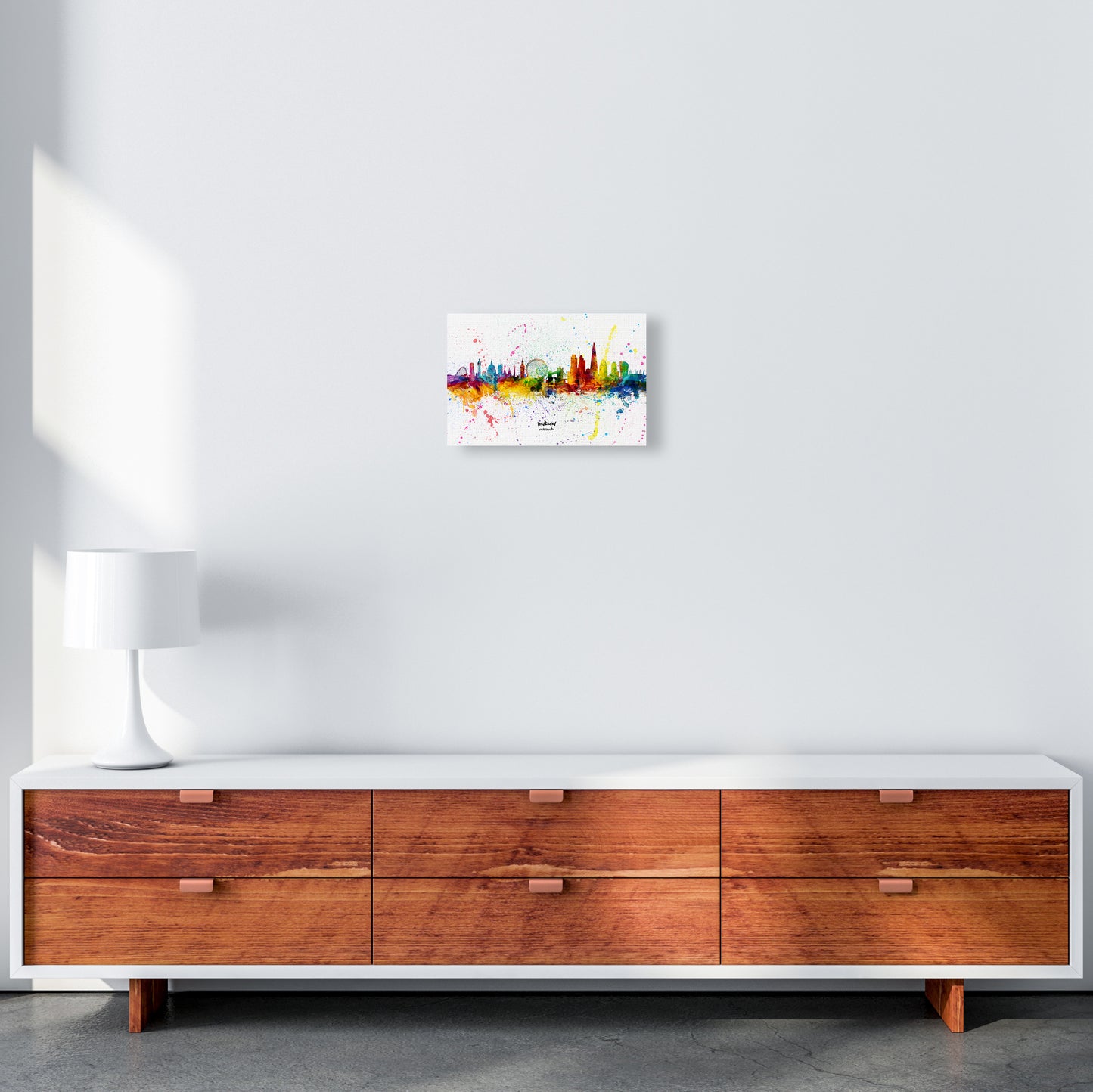 London England Skyline Splash Art Print by Michael Tompsett A4 Canvas