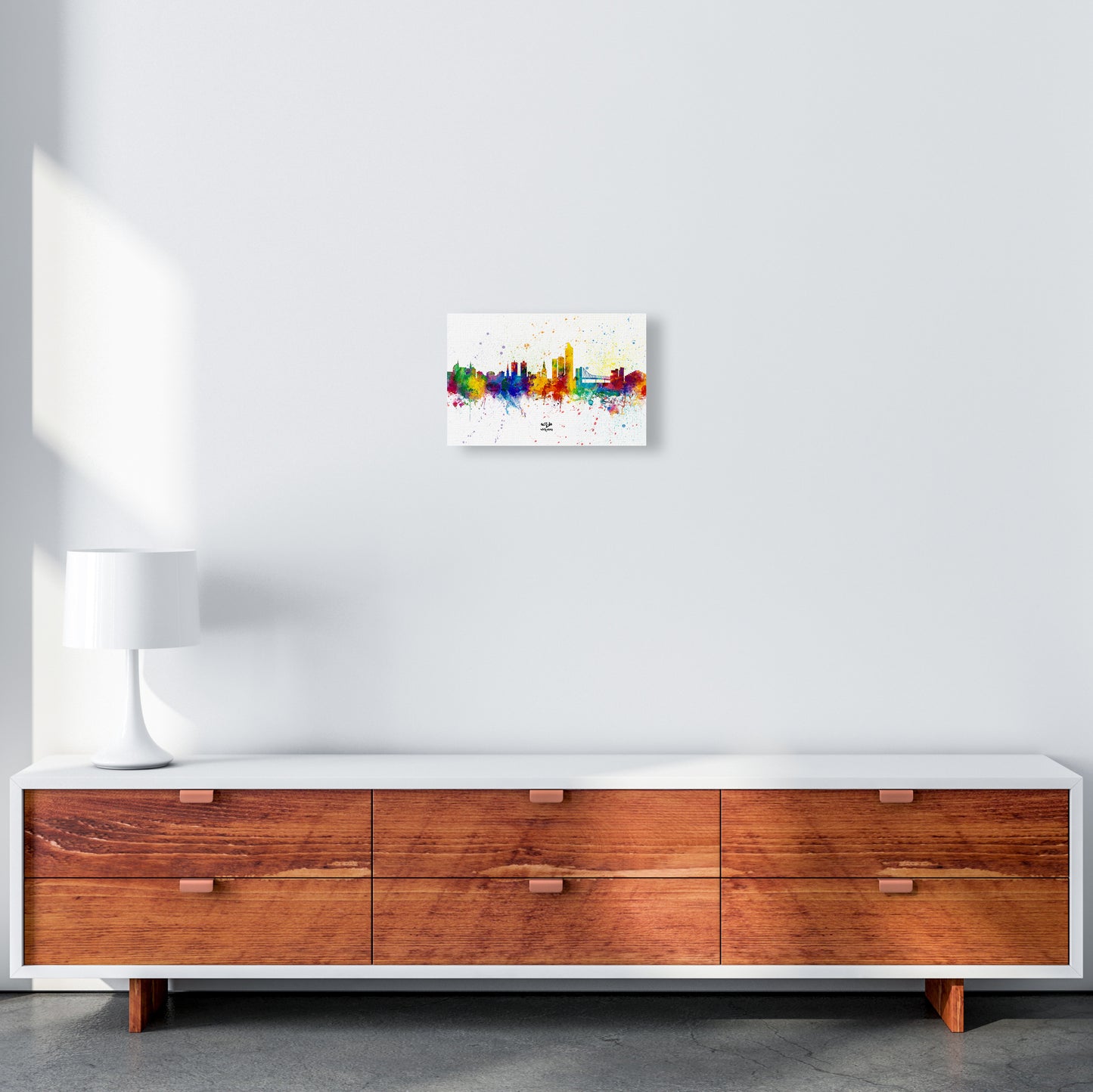 Oslo Norway Skyline Splash Art Print by Michael Tompsett A4 Canvas