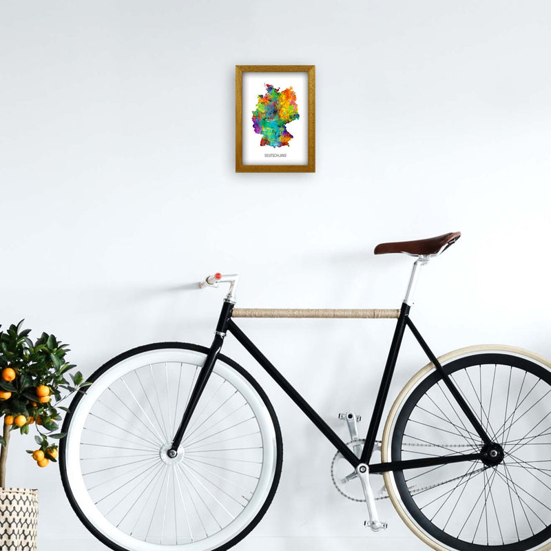Deutschland Watercolour Map Art Print by Michael Tompsett A4 Print Only