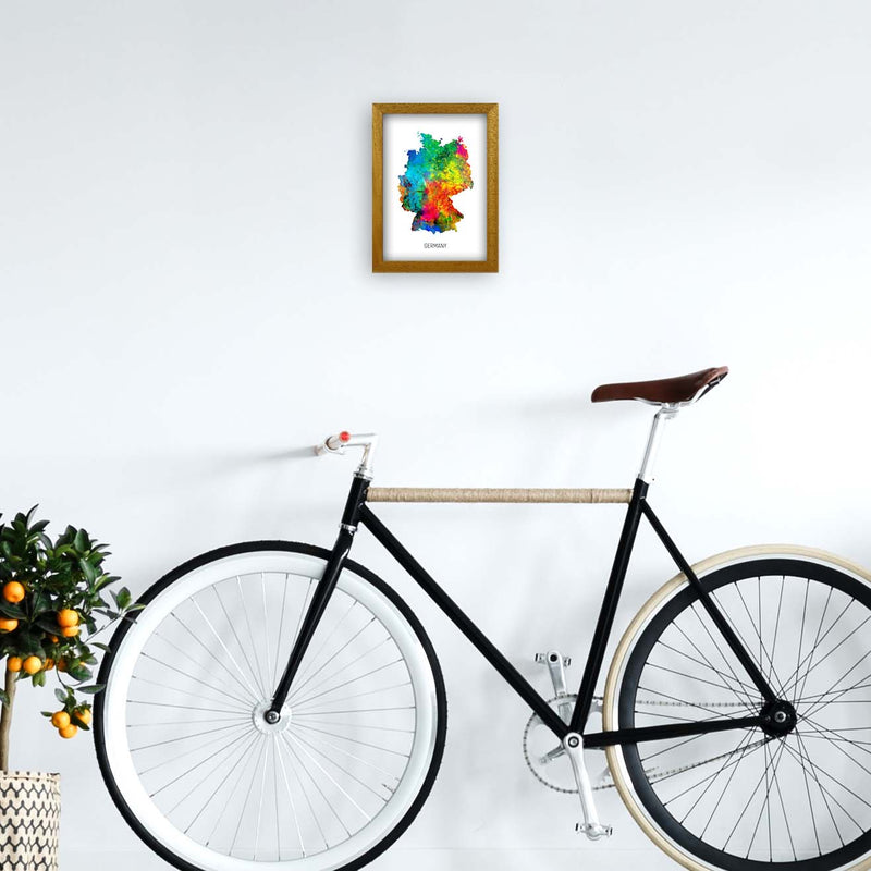 Germany Watercolour Map Art Print by Michael Tompsett A4 Print Only