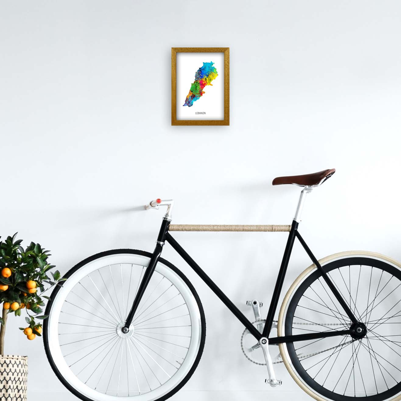 Lebanon Watercolour Map Art Print by Michael Tompsett A4 Print Only