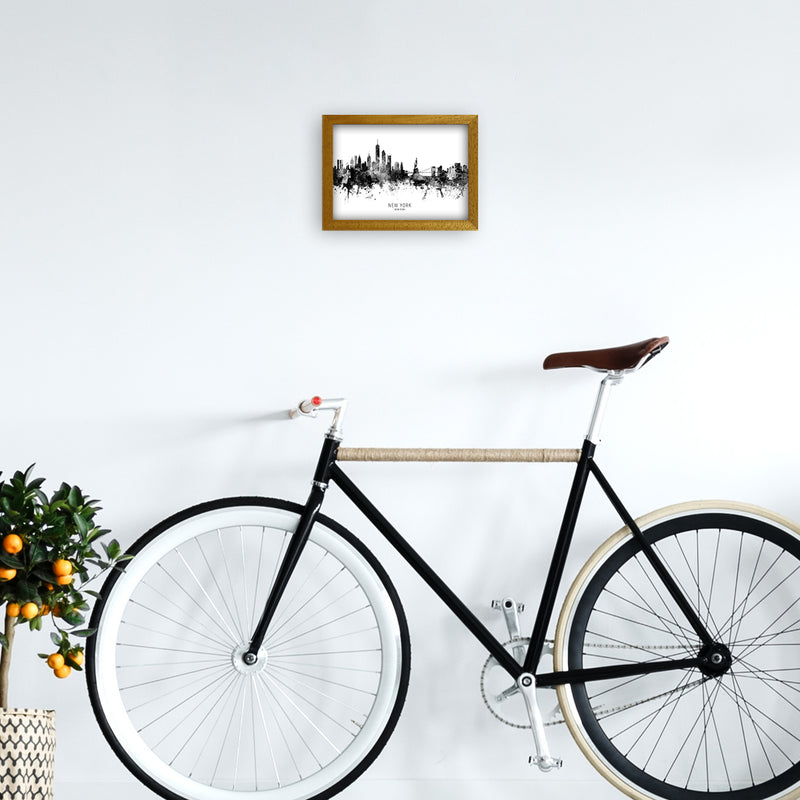 New York New York Skyline Black White City Name  by Michael Tompsett A4 Print Only