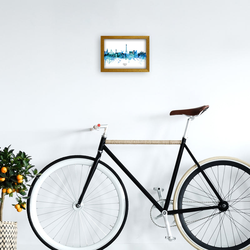 Paris France Skyline Blue City Name Print by Michael Tompsett A4 Print Only