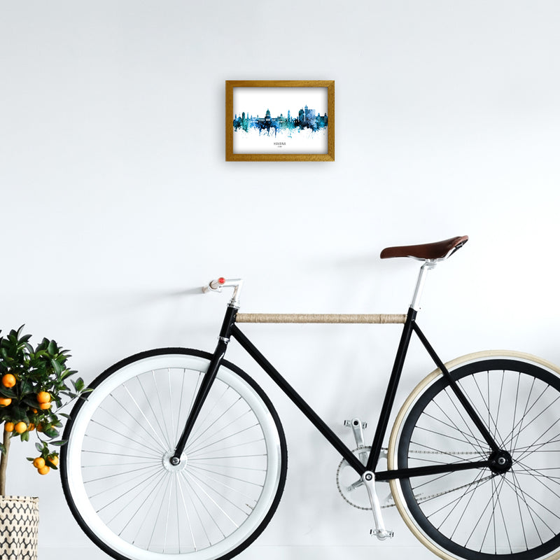 Havana Cuba Skyline Blue City Name Print by Michael Tompsett A4 Print Only