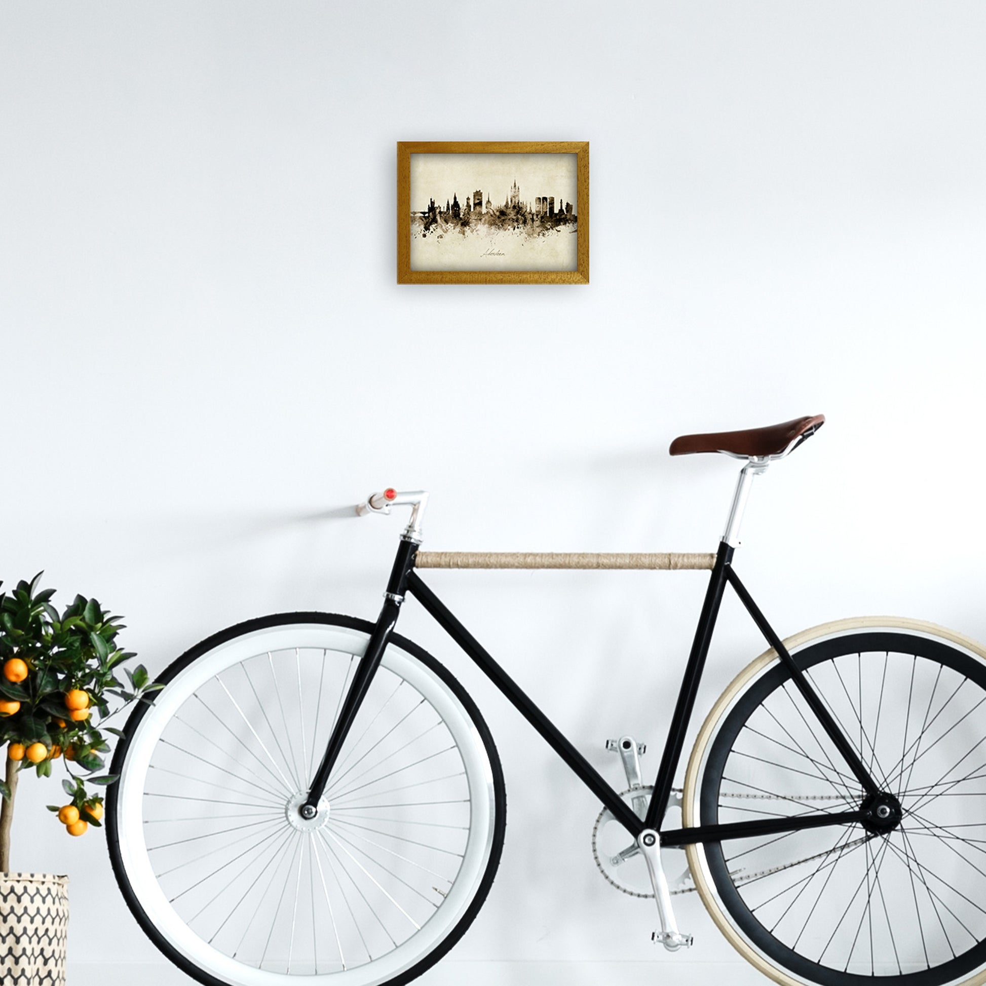 Aberdeen Scotland Skyline Vintage Art Print by Michael Tompsett A4 Print Only