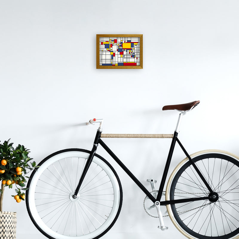 Abstract World Map in the style of Piet Mondrian Art Print by Michael Tompsett A4 Print Only