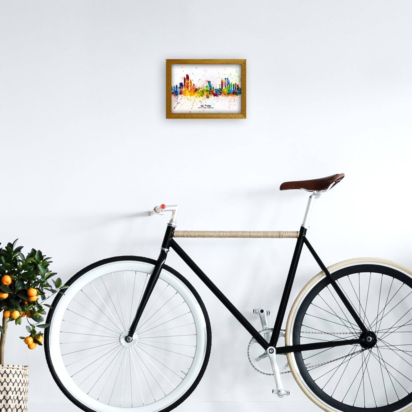 Abu Dhabi United Arab Emirates Skyline Splash Art Print by Michael Tompsett A4 Print Only