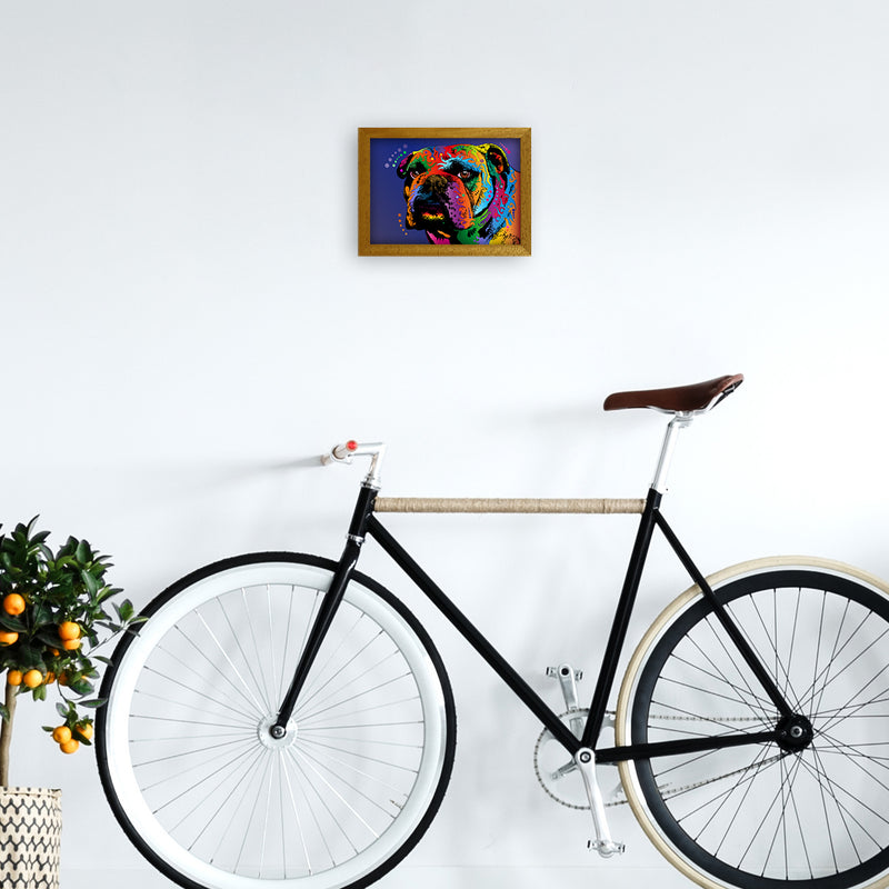 Bulldog Dog Blue Art Print by Michael Tompsett A4 Print Only