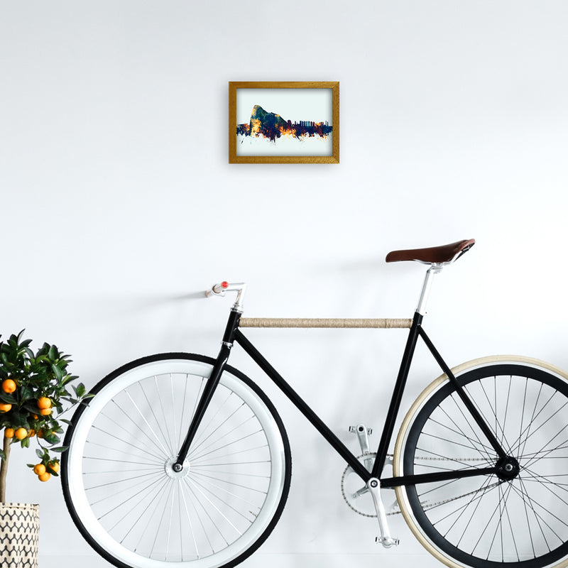 Gibraltar Skyline Blue Orange Art Print by Michael Tompsett A4 Print Only
