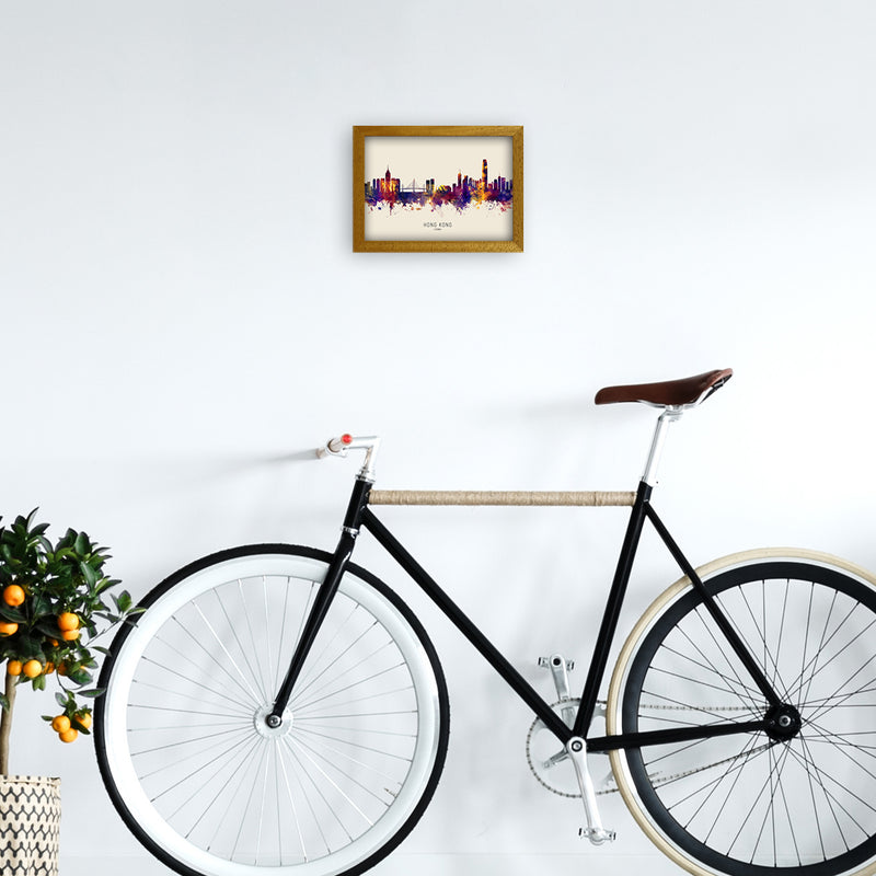 Hong Kong China Skyline Autumn City Name Art Print by Michael Tompsett A4 Print Only