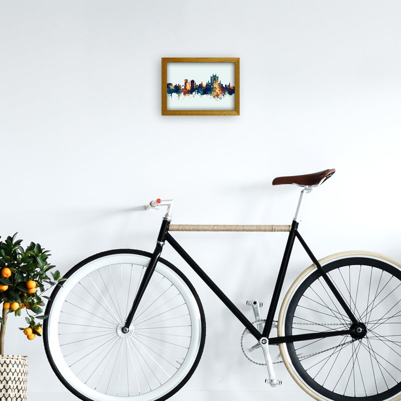 Lincoln England Skyline Blue Orange Art Print by Michael Tompsett A4 Print Only