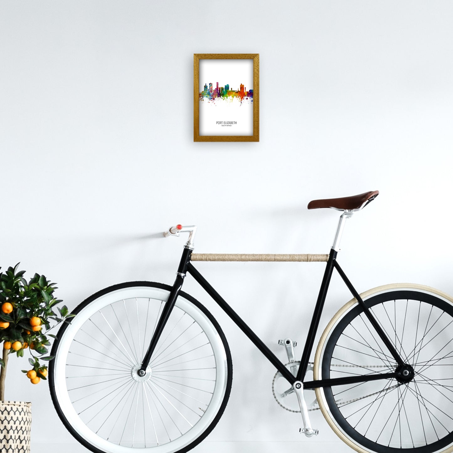 Port Elizabeth South Africa Skyline Portrait Art Print by Michael Tompsett A4 Print Only