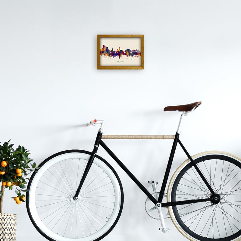 Valencia Spain Skyline Autumn City Name Art Print by Michael Tompsett A4 Print Only
