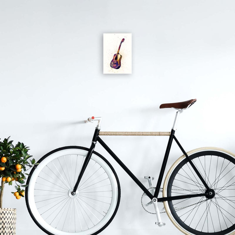 Acoustic Guitar Watercolour  by Michael Tompsett A4 Black Frame