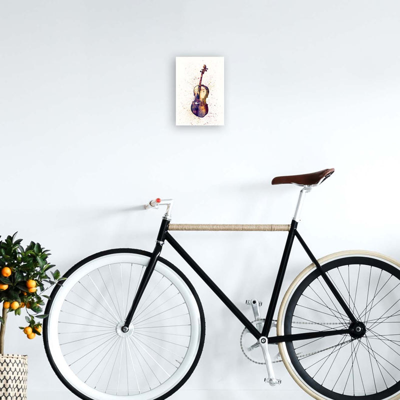 Cello Watercolour Music Art Print by Michael Tompsett A4 Black Frame