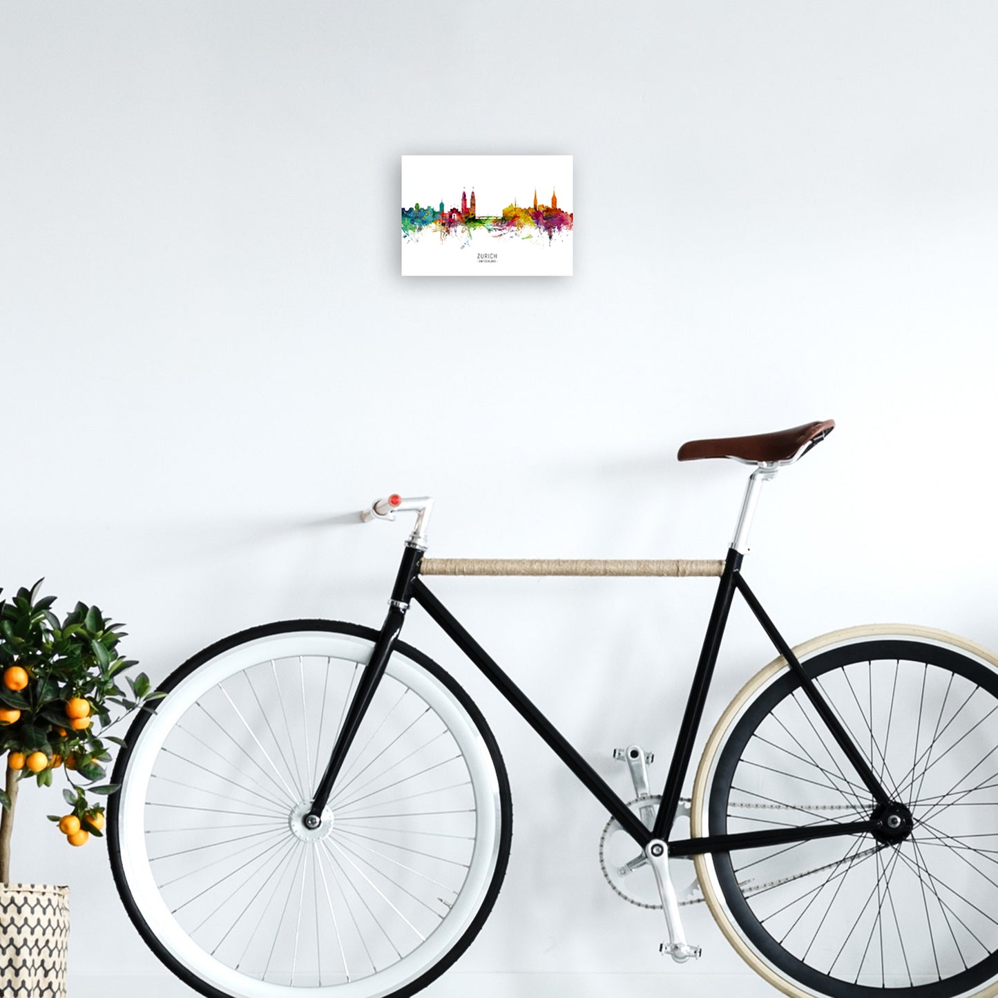 Zurich Switzerland Skyline Art Print by Michael Tompsett A4 Black Frame