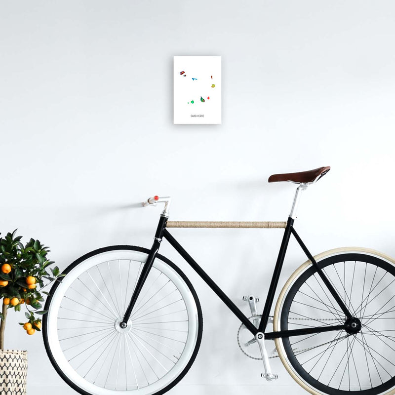 Cabo Verde Watercolour Map Art Print by Michael Tompsett A4 Black Frame