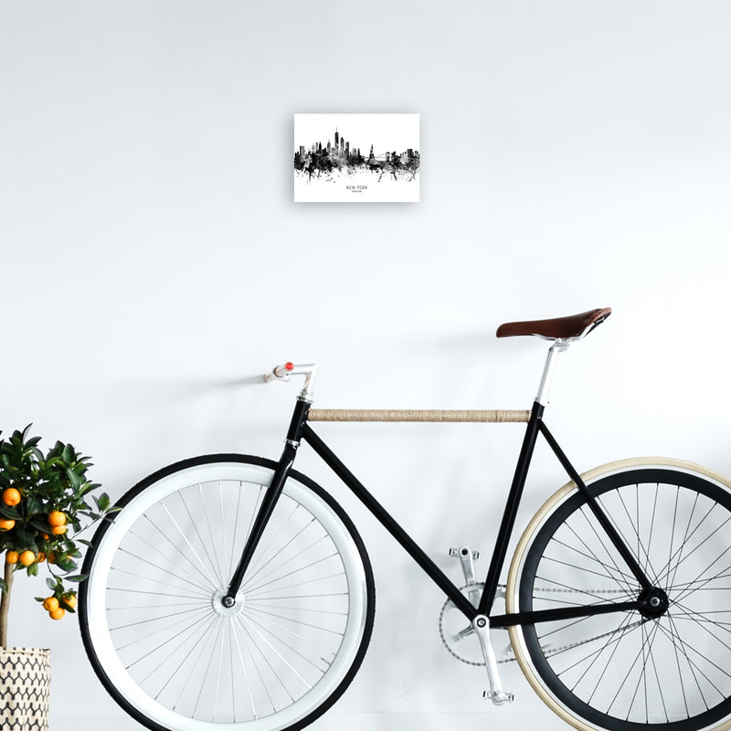 New York New York Skyline Black White City Name  by Michael Tompsett A4 Black Frame