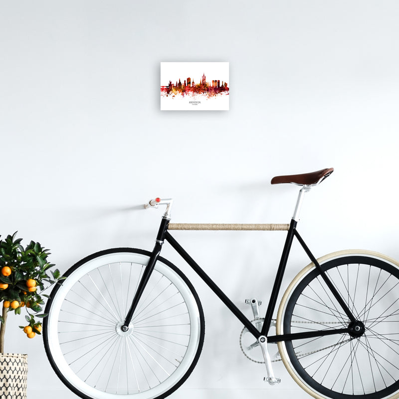 Aberdeen Scotland Skyline Red City Name  by Michael Tompsett A4 Black Frame