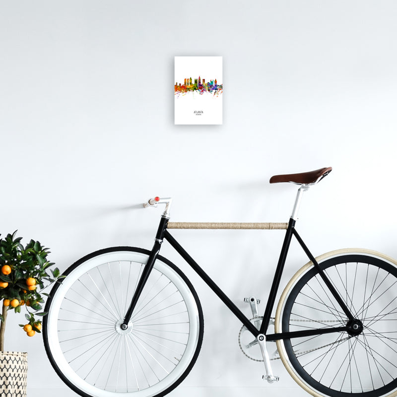 Atlanta Georgia Skyline Portrait Art Print by Michael Tompsett A4 Black Frame