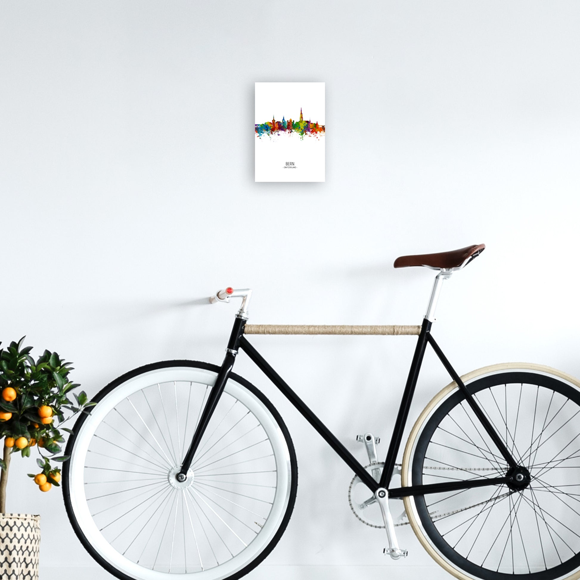 Bern Switzerland Skyline Portrait Art Print by Michael Tompsett A4 Black Frame