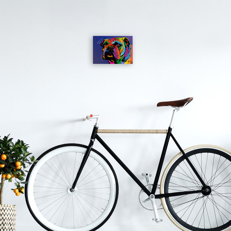 Bulldog Dog Blue Art Print by Michael Tompsett A4 Black Frame