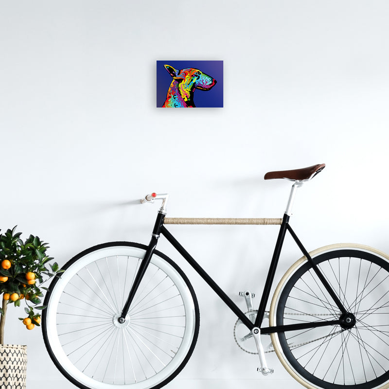 English Bull Terrier Dog Blue Art Print by Michael Tompsett A4 Black Frame