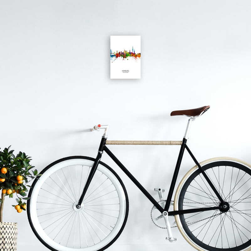 Hamburg Germany Skyline Portrait Art Print by Michael Tompsett A4 Black Frame