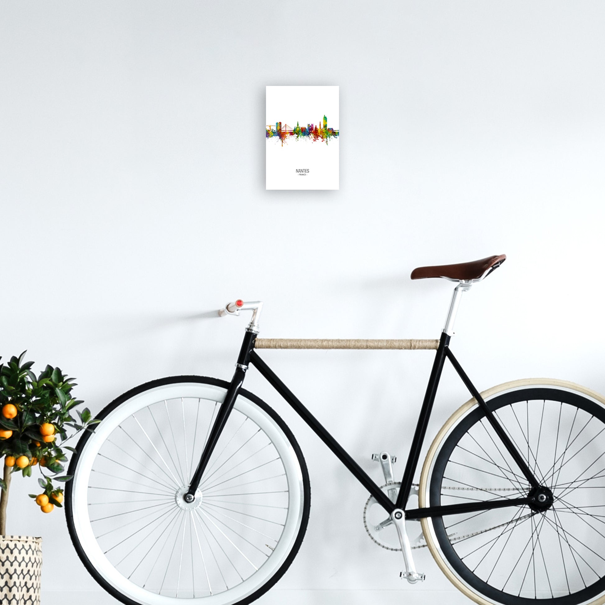 Nantes France Skyline Portrait Art Print by Michael Tompsett A4 Black Frame