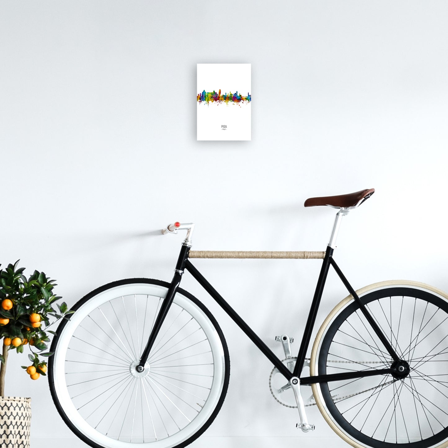 Pisa Italy Skyline Portrait Art Print by Michael Tompsett A4 Black Frame