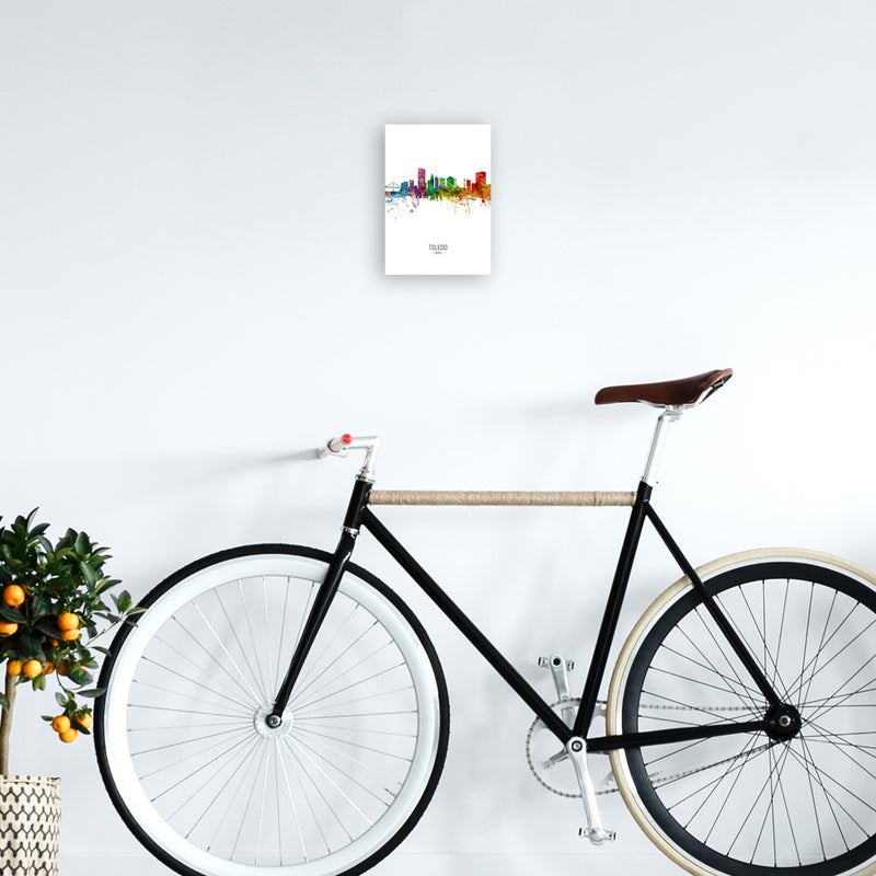 Toledo Ohio Skyline Portrait Art Print by Michael Tompsett A4 Black Frame