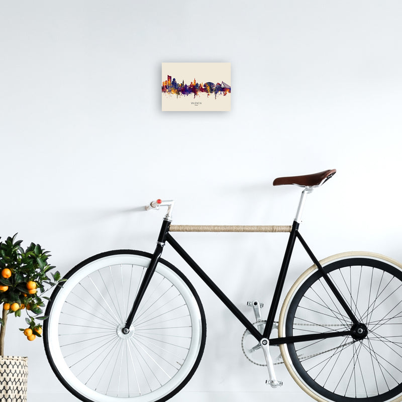 Valencia Spain Skyline Autumn City Name Art Print by Michael Tompsett A4 Black Frame