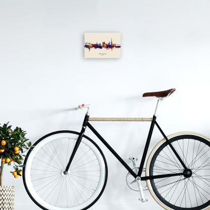 Warrington England Skyline Autumn City Name Art Print by Michael Tompsett A4 Black Frame