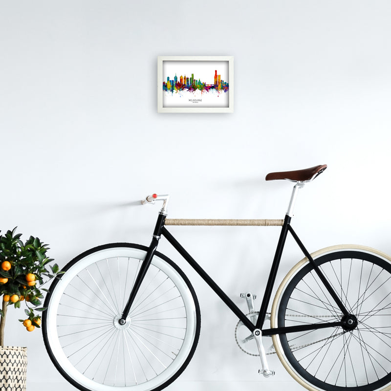 Melbourne Australia Skyline Art Print by Michael Tompsett A4 Oak Frame