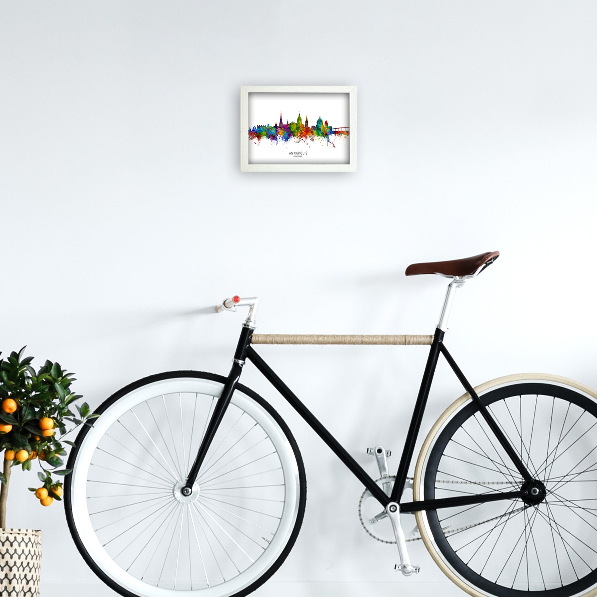 Annapolis Maryland Skyline Art Print by Michael Tompsett A4 Oak Frame