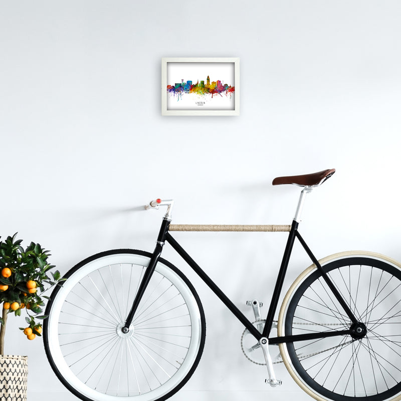 Lincoln Nebraska Skyline Art Print by Michael Tompsett A4 Oak Frame