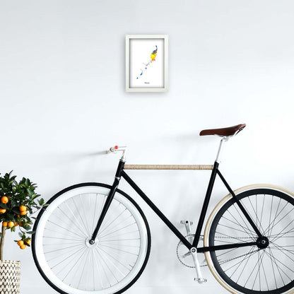Palau Watercolour Map Art Print by Michael Tompsett A4 Oak Frame