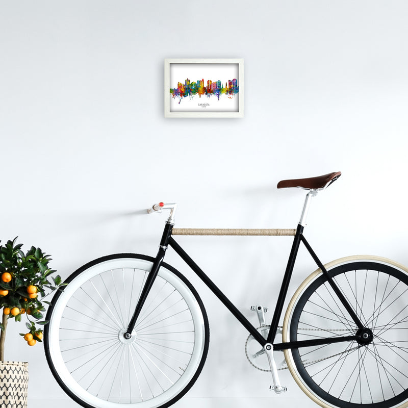 Sarasota Florida Skyline Art Print by Michael Tompsett A4 Oak Frame