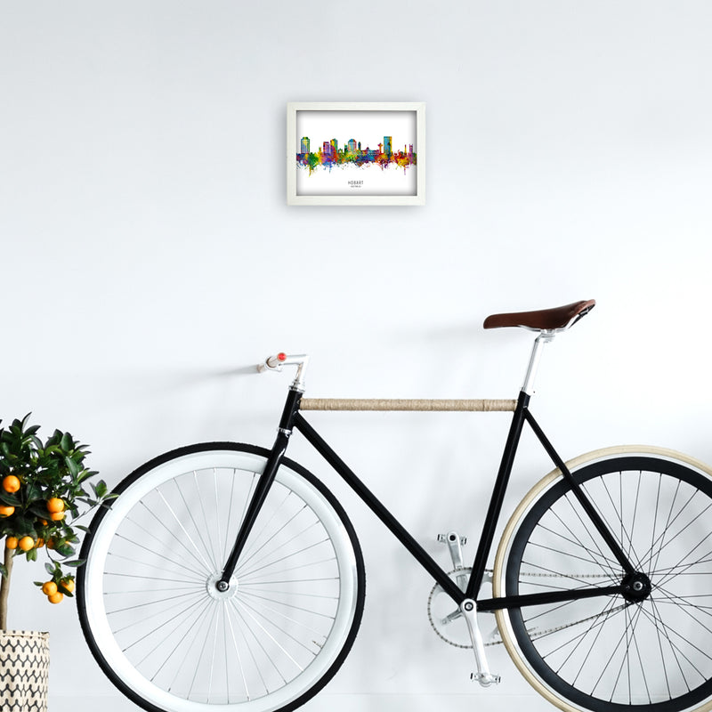 Hobart Australia Skyline Art Print by Michael Tompsett A4 Oak Frame