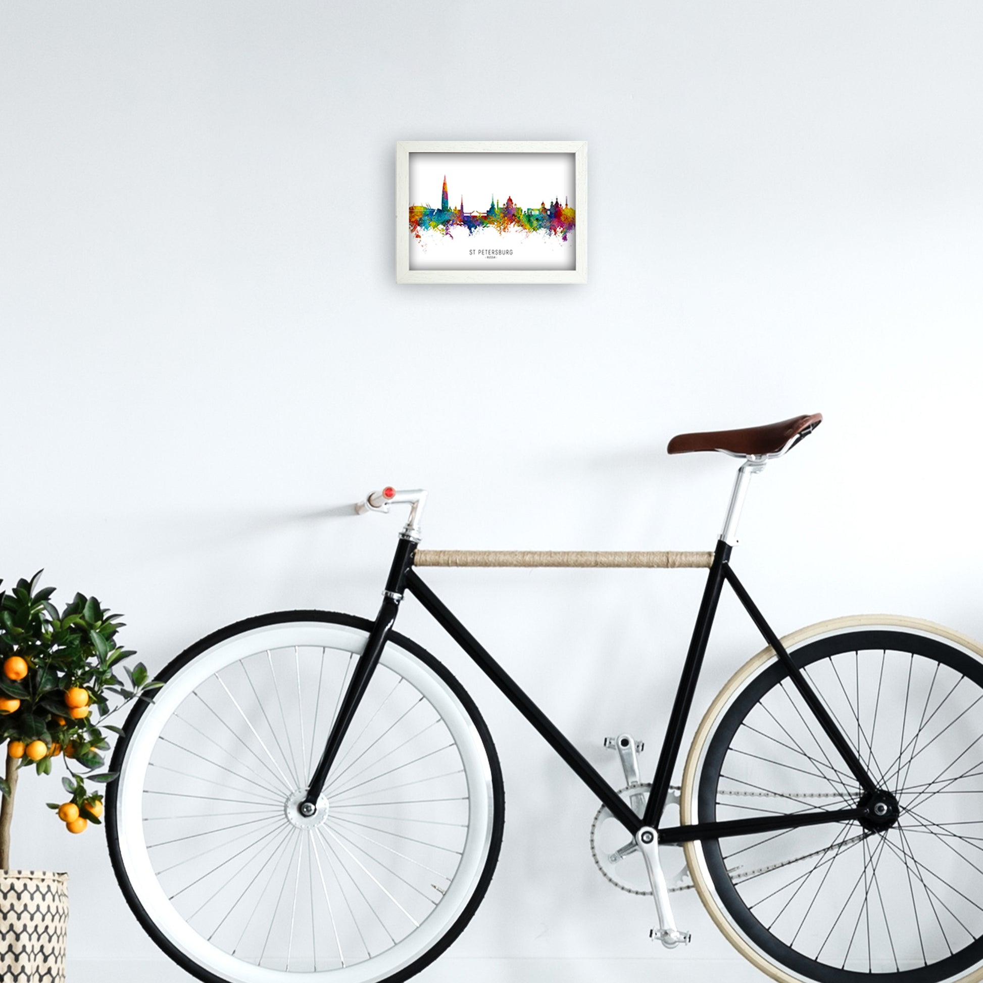 St Petersburg Russia Skyline Art Print by Michael Tompsett A4 Oak Frame