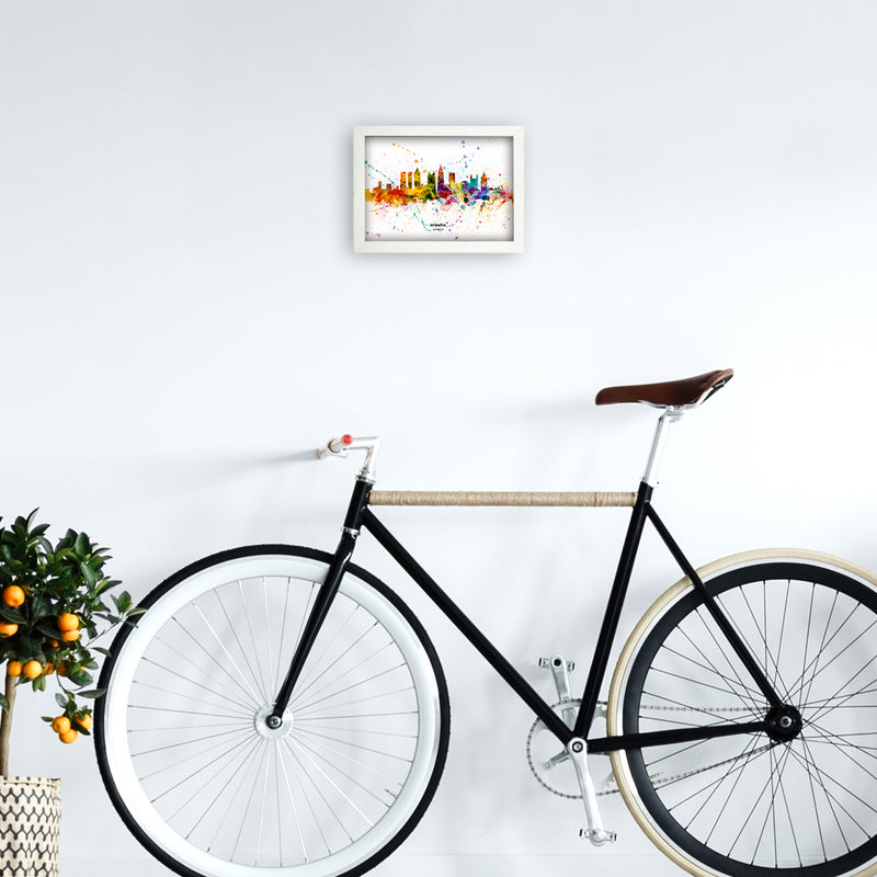 Atlanta Georgia Skyline Splash Art Print by Michael Tompsett A4 Oak Frame