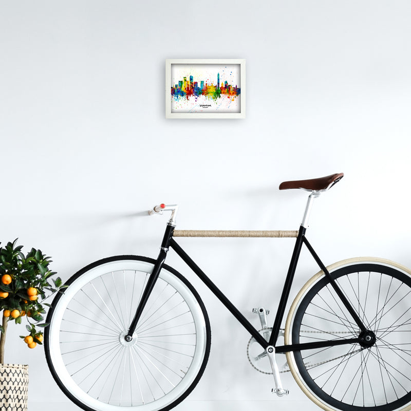 Birmingham England Skyline Splash Art Print by Michael Tompsett A4 Oak Frame
