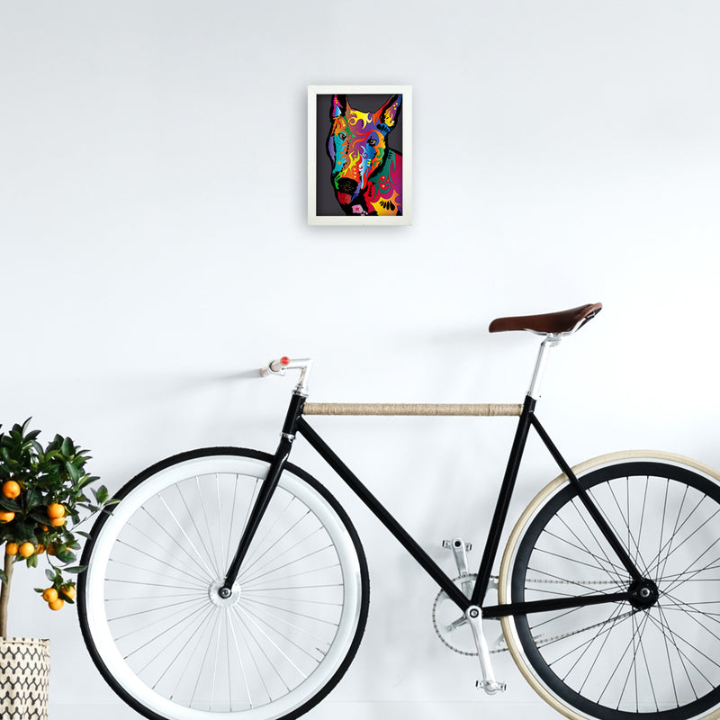 English Bull Terrier Dog Art Print by Michael Tompsett A4 Oak Frame