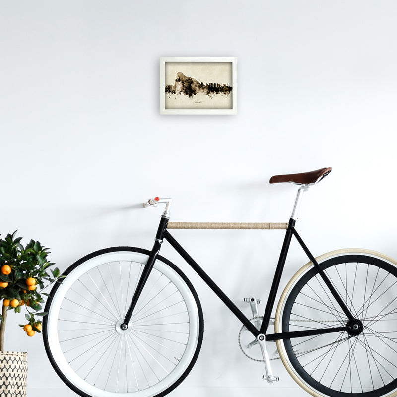 Gibraltar Skyline Vintage Art Print by Michael Tompsett A4 Oak Frame